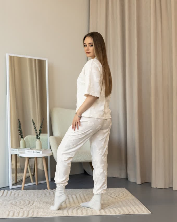 Jerseysett i preget jersey — Hvit jersey