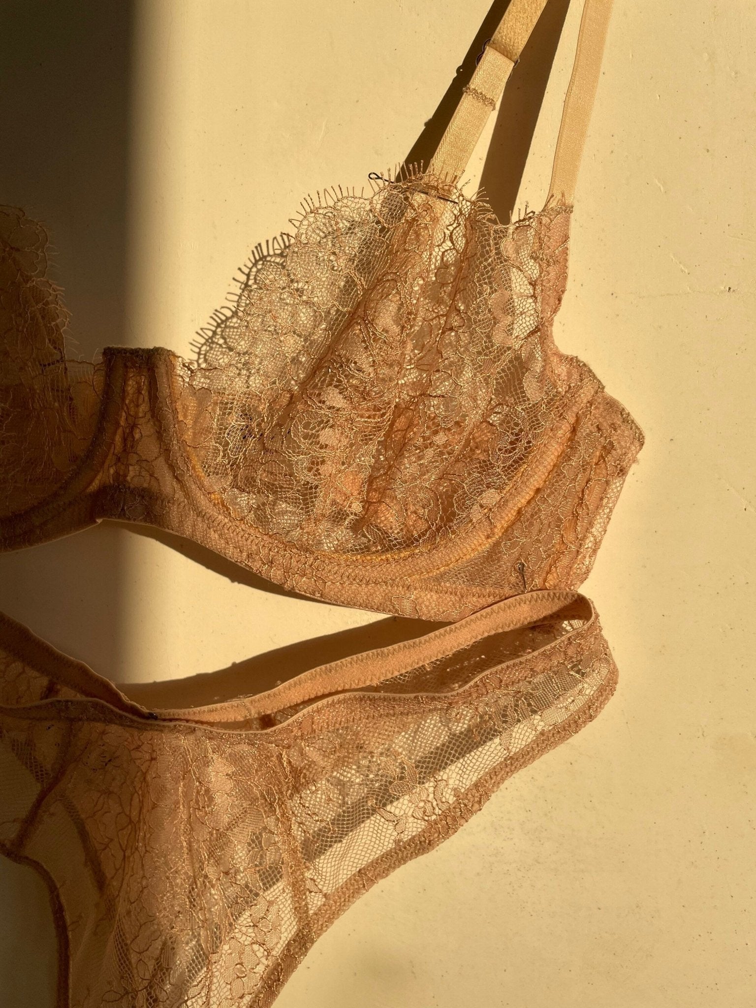 Classic Lace Bra and Thong - Pastel Artwear