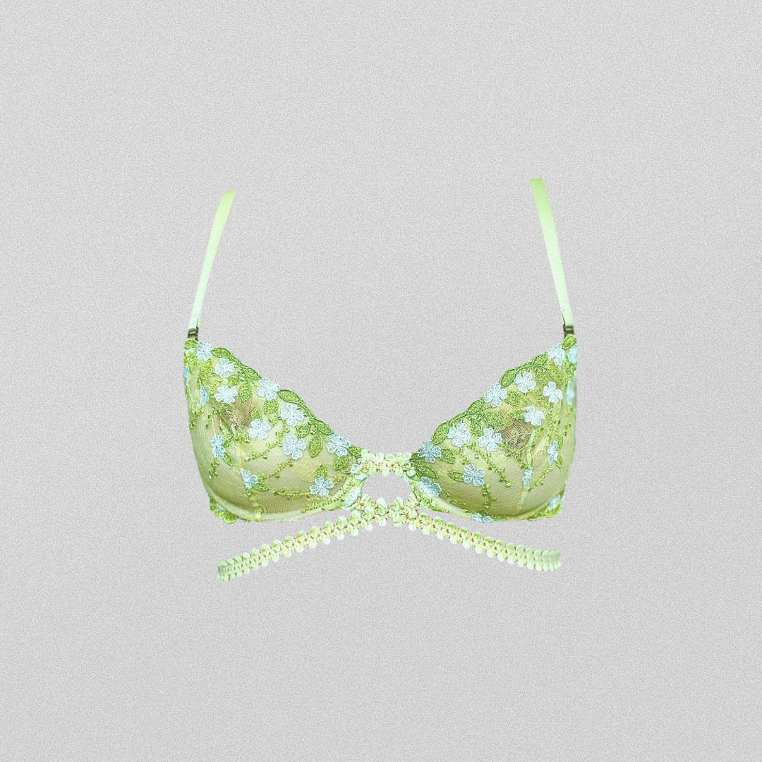 Green floral lace bra - Pastel Artwear