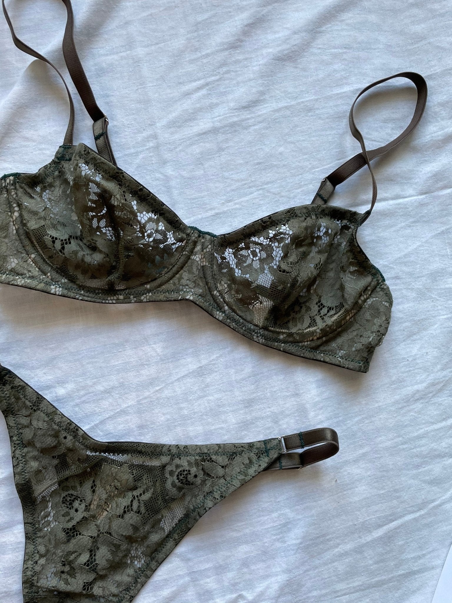 Khaki Lace Lingerie Set - Pastel Artwear