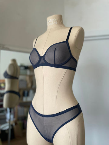 Mesh Lingerie Set. Deep blue