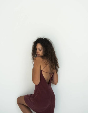 Slip Dress. Wine Vegan Silk